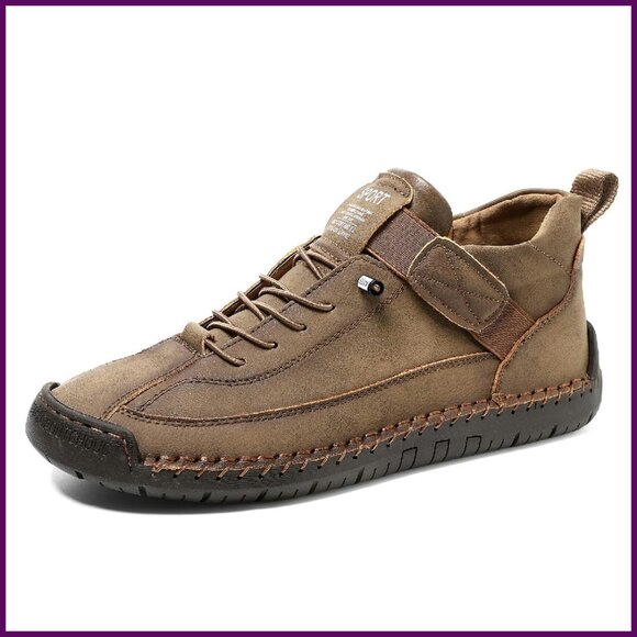 Women's Leather Slip-On Ankle Boots Adjustable Elastic Non-Slip Lightweight